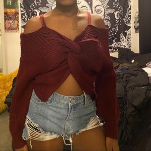 Twist Front Crop Sweater